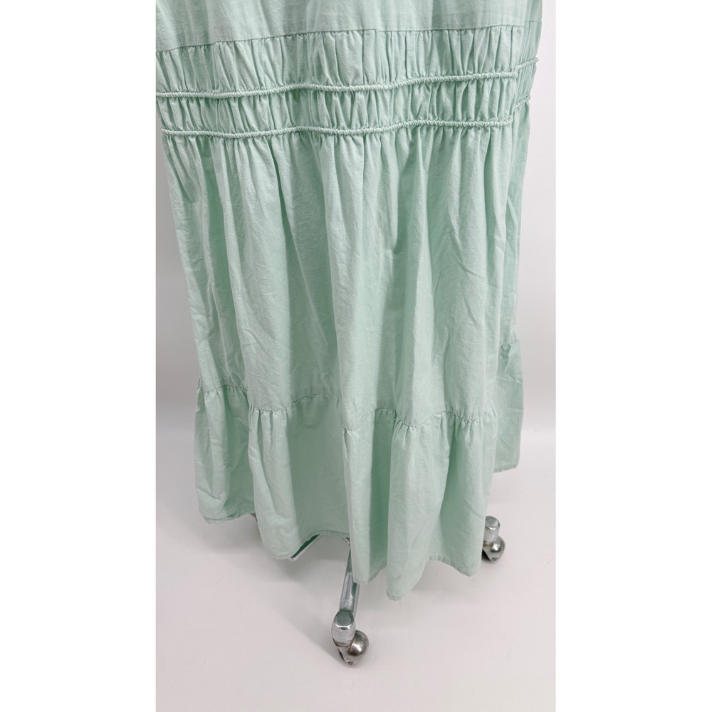 ASOS DESIGN Smocked Waist Tiered Cotton Maxi Boho Peasant Dress Sage Green US 4 - Picture 7 of 10